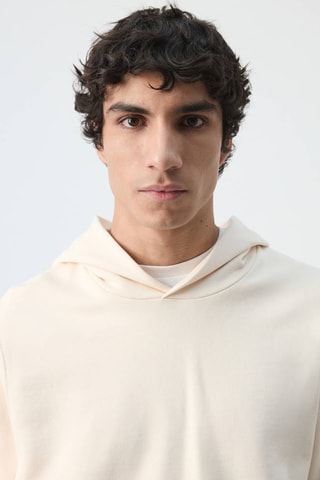 Sweat capuche 100% coton léger - Écru