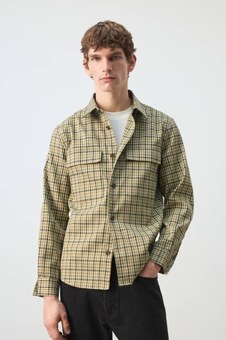 Veste boutons imprimé à carreaux - Vert