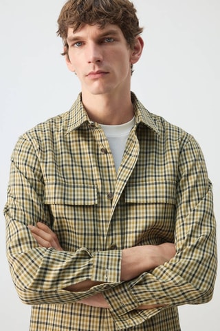 Veste boutons imprimé à carreaux - Vert