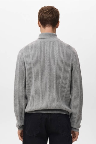 Pull-over col roulé structuré - Gris