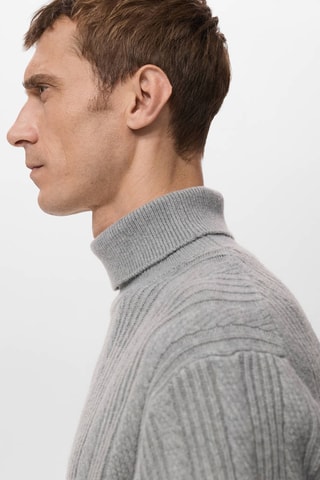 Pull-over col roulé structuré - Gris