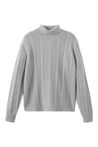 Pull-over col roulé structuré - Gris