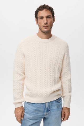 Pull-over maille tressée - Écru