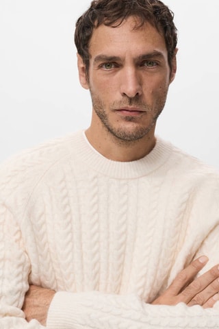 Pull-over maille tressée - Écru