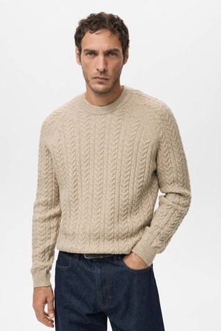 Pull-over maille tressée - Marron