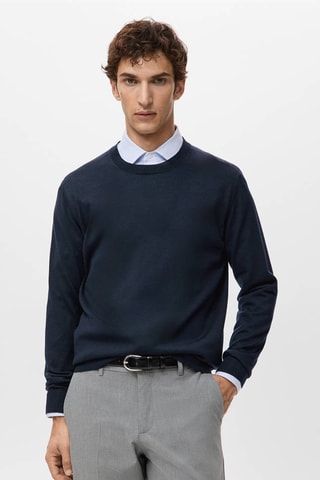 Pull 100% laine maille fine - Bleu