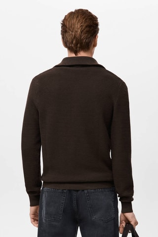 Cardigan maille structurée fermeture Éclair - Marron