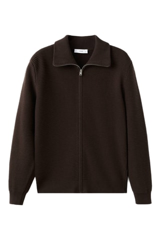 Cardigan maille structurée fermeture Éclair - Marron