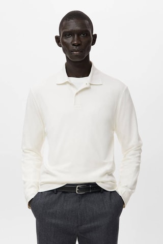 Pull-over polo maille regular-fit - Blanc