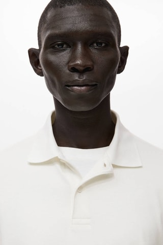 Pull-over polo maille regular-fit - Blanc