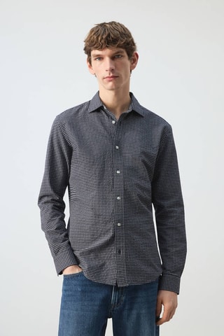 Chemise regular fit à carreaux en coton - Bleu