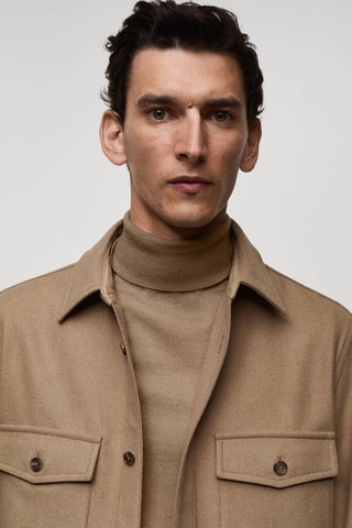 Surchemise laine poches - Marron