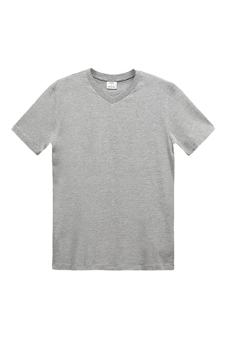T-shirt basique coton col V - Gris