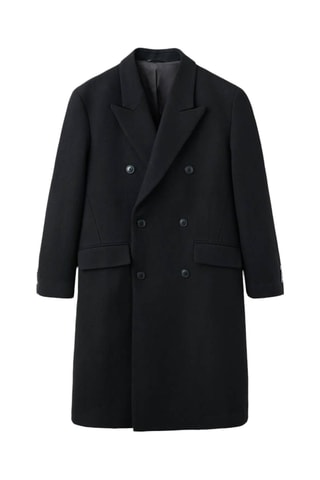 Manteau long à boutonnage croisé laine - Noir