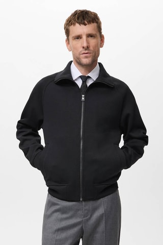 Sweat-shirt coton fermeture éclair - Noir
