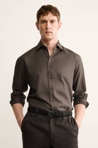 Chemise regular-fit coton Lyocell - Marron