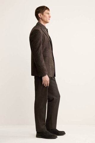 Veste slim-fit laine micro-carreaux - Marron