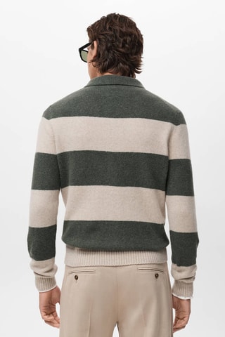 Pull-over polo maille laine mélangée - Vert