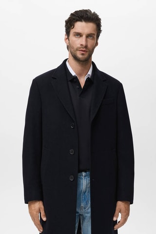 Manteau long en laine - Bleu