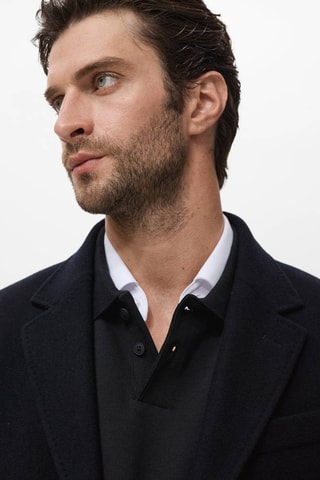 Manteau long en laine - Bleu