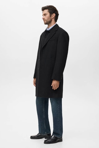 Manteau long en laine - Noir
