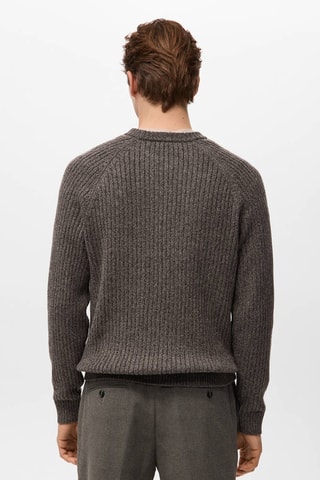 Pull-over maille côtelée laine mélangée - Marron