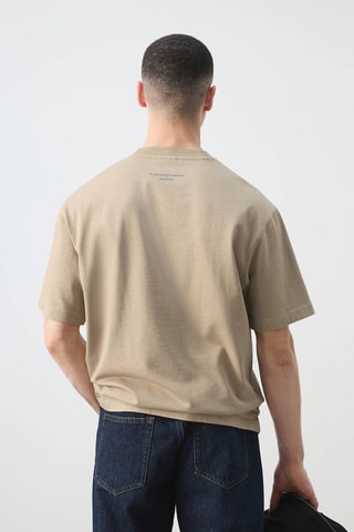 T-shirt 100% coton imprimé - Beige