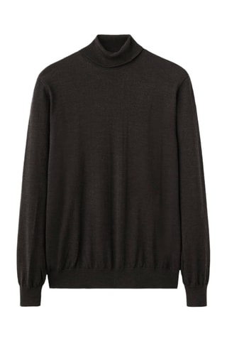 Pull col montant 100% laine mérinos - Marron