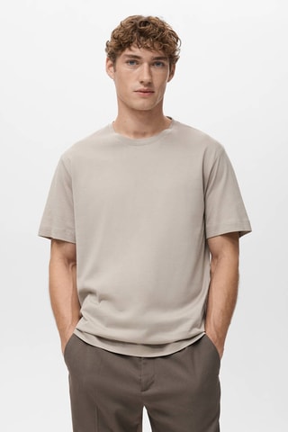 100% Katoenen T-shirt regular-fit - Beige