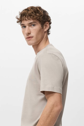 100% Katoenen T-shirt regular-fit - Beige