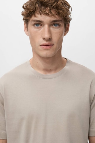 100% Katoenen T-shirt regular-fit - Beige