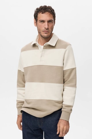 Sweat-shirt polo rayures - Marron