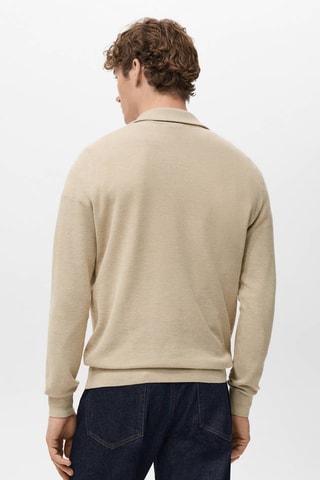 Pull-over microstructure col zippé - Beige