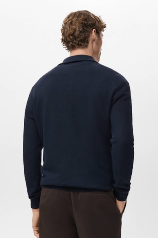 Pull-over microstructure col zippé - Bleu