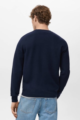 Pull-over maille coton microstructure - Bleu