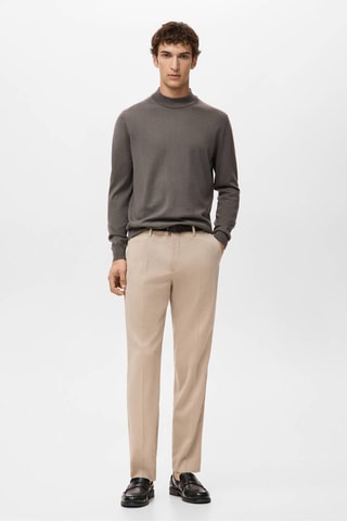 Pull-over 100% laine col montant - Marron