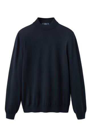Pull-over 100% laine col montant - Bleu