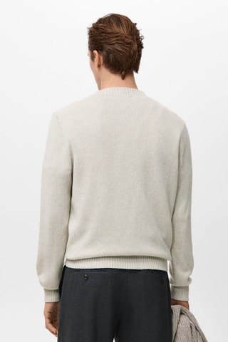 Pull col côtelé en laine mélangée - Écru