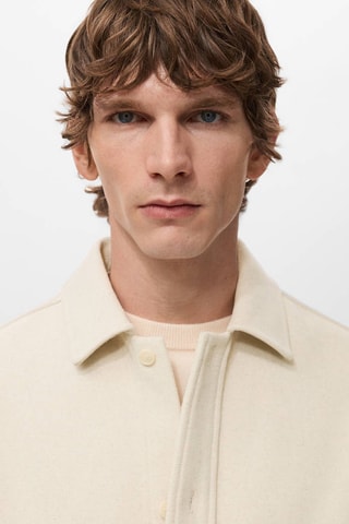 Surchemise drap de laine boutons - Beige