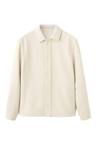 Surchemise drap de laine boutons - Beige