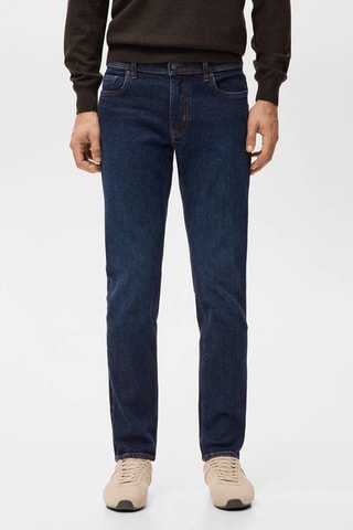 Jean Jan slim fit délavé foncé - Bleu