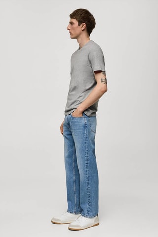 T-shirt slim-fit coton col V - Gris