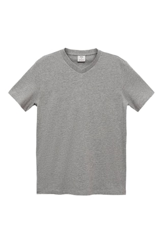 T-shirt slim-fit coton col V - Gris