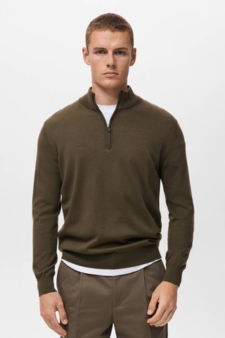 Pull col cheminée 100% laine mérinos - Vert
