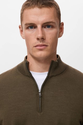 Pull col cheminée 100% laine mérinos - Vert