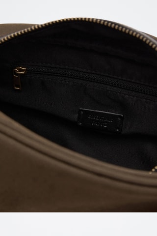 Trousse de toilette en coton avec détails en cuir - Kaki