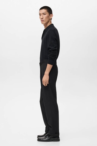 Pantalon flanelle regular-fit à pinces - Noir
