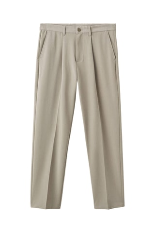 Pantalon fluide droit à pinces - Gris