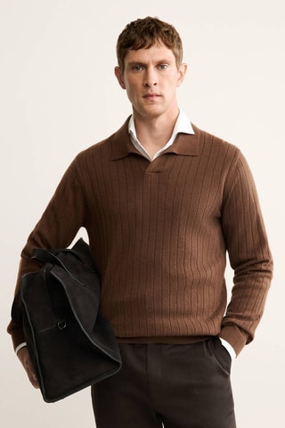 Pull-over polo 100% cachemire - Marron