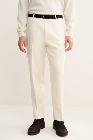 Pantalon regular fit coton pinces - Blanc